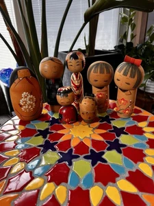 Lotto bambole Kokeshi giapponesi vintage - Foto 1 di 8