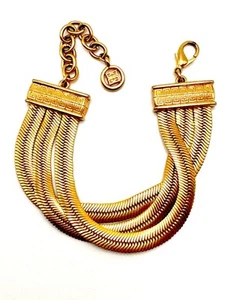 Vintage Givenchy Bracelet Logo Herringbone Multi Chain Gold Tone Thick 7” 80’s - Picture 1 of 6