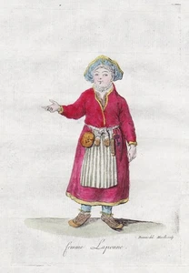 Lapland Lappland Lappi costumes Tracht Kupferstich engraving 1780 - Bild 1 von 1