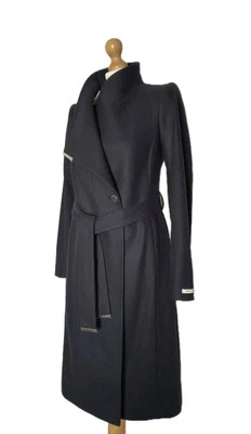 Abrigo Ted Baker Rose negro mezcla de lana con cinturón PVP £339. Talla 0 (aprox UK6-8) Foto 1 de 4