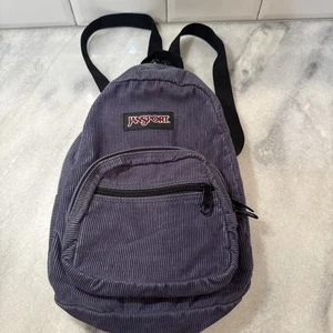 RARE Jansport Corduroy Blue Gray Mini Backpack Vtg Bag - Picture 1 of 9