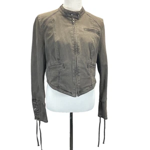 Free People taillierte Moto Biker Utility Jacke Damen 10/Med olivgrün Bindemanschette - Bild 1 von 9