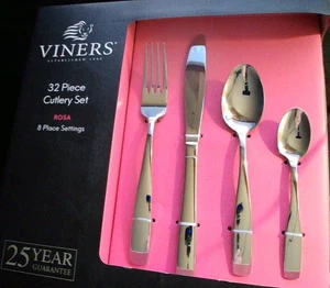 Viners: Juego de cubiertos rosa 32 piezas. Acero inoxidable 18,0. 8 ajustes de lugar. Nuevo - Imagen 1 de 6