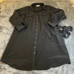 Abito premaman maternità camicia con cintura nero carriera casual donna extra large - Foto 1 di 10