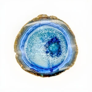 RABLABS Blue Travessa Agate With Gold Natural Stone Platter - Picture 1 of 5