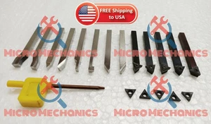 Herramientas de forma de torno HSS de 6 mm + herramientas indexables con 10 insertos EMCO UNIMAT MYFORD - Imagen 1 de 4