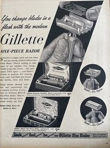 1947 vintage Gillette print ad. Gillette one piece razor! - Picture 1 of 1