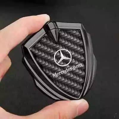 1PC 3D Metal Car Sticker Decals For Mercedes Benz Shield Shaped Badge Emblem New — 第 1/4 张图片