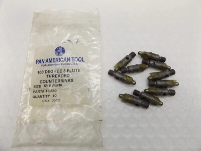 Pan America 18-560 Countersink  5/16 W/#30 Pilot, 1/4-28 100° Lot of 10 pcs - Image 1 of 3