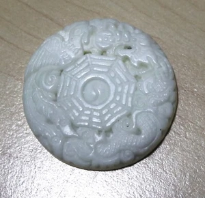 White Quartzite Dragon-Phoenix-Pendant-Amulet-Charm - Picture 1 of 4