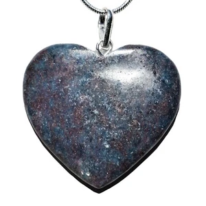 CHARGED Himalayan Blue Kyanite / Ruby  Heart Pendant + 20" Stainless Steel Chain - Picture 1 of 11