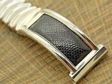Vintage NOS Unused Bretton Stainless & Faux Leather Watch Band 19mm Expansion