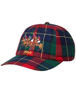 Polo Ralph Lauren Triple Pony Plaid Cotton Flannel Baseball Hat Cap New - Picture 1 of 4