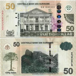 2012 * Banconota Suriname 50 Dollars "Central Bank" (p165b) FDS - Imagen 1 de 1