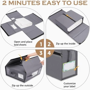 Bed Sheet Organizers and Storage, 2 Pack Foldable Linen Closet Organizers (King - Picture 1 of 8
