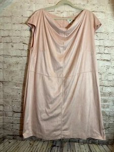 Cato Dress Womens 26W Powder Pink Microsuede Cowl Neck Boxy Plus Feminine - Picture 1 of 14