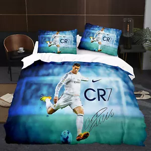 3D Soccer Football Star Doona Cover Set Quilt Duver Cover Bedding Double Single - Picture 1 of 4
