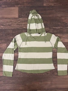 Felpa donna Arizona Jean Co. verde a righe con cappuccio taglia large - Foto 1 di 10