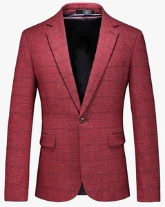 Mens Plaid Blazer Sports Coat Casual Slim Fit Checkered Blazer for Men Wedding - Picture 1 of 2