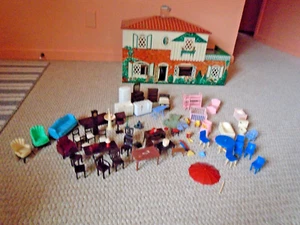 Vintage Marx 2-Story Colonial Dollhouse 1950s. Tin Litho with Lots of Furniture - Picture 1 of 15