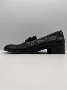Jo Mercer Shoe Loafer Black Leather Faux Snake Skin Look Slip On Size US 7 - Picture 1 of 10