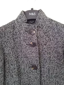 M&S Collection With Wool Trench Coat Black Mix Size 6 - Picture 1 of 9