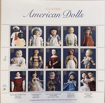 U.S. SCOTT #2857-2871 CLASSIC AMERICAN DOLLS MINT NH 1997 PANE OF 15 STAMPS /32c - Image 1 of 4