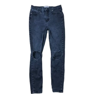 Free People Jeans Womens Tag 28 X 26 Inseam Skinny Ankle Distressed Black Denim - Picture 1 of 12