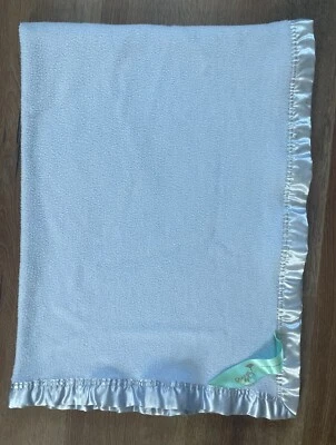Natural Snuggles Blanket Blue Baby Boy Bamboo Breathable Satin Trim Edge 34x47" - Image 1 of 2