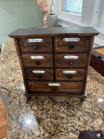 ANTIQUE SPICE CABINET w 7 Drawers  Beautiful Cover