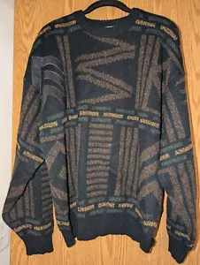 Vtg Men's Sz L Large Gitano Retro Boxy 100% Acrylic 1990s 90s Sweater,Leather? - Picture 1 of 24