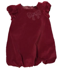Vestido Bon-Ton Bebé Niñas Talla 18mth Rojo Terciopelo Lazo Vacaciones Pascua Burbuja Dobladillo - Imagen 1 de 6