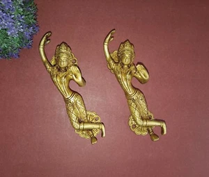 Kathakali Woman Design Door Handle Brass Dancing Room Door Hardware Decor AJ303 - Picture 1 of 12