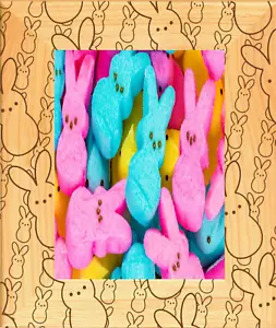 Easter Peeps Laser Engraved Wood Picture Frame Portrait (3 x 5) - Picture 1 of 2