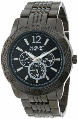 NEW August Steiner AS8058BK Men's Multi-Function Sport Black Dial Bracelet Watch - Image 1 of 4