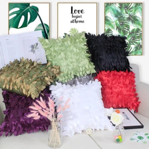 Elegant 3d Raised Tropical Leaf Taffeta Cushion Cover Throw Pillow Case 16.5" - Picture 1 of 19
