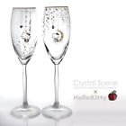 RIEDEL Hello Kitty& Dear Daniel Crystal Scene Pair Champagne Glasses Swarovski