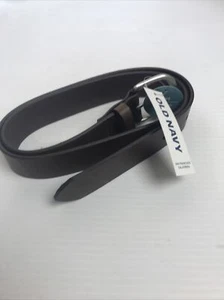 Cintura ragazzo taglia media vecchia pelle marrone navy con fibbia argento ~ Nuova - Foto 1 di 2