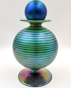 Botella de perfume Igor Muller Art Glass con patas iridiscentes con tapón República Checa - Imagen 1 de 21