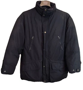 Vintage EDDIE BAUER PARKA goose down Wool Black Mens ARCTIC Coat Outdoor Large - Picture 1 of 7