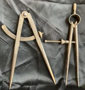 2 Vintage Caliper Compass Drafting Tools Industrial Metal Tools 6" Long - Picture 1 of 8