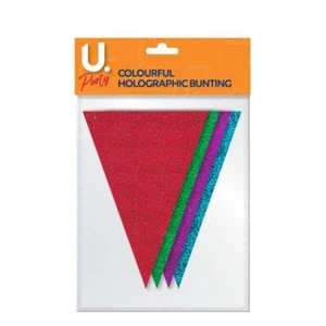 Holographic Bunting Colourful, 8pk, 2 sided - Picture 1 of 1