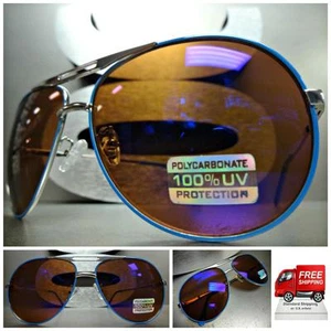 Mens or Women CLASSIC RETRO VINTAGE Style SUN GLASSES SHADES Silver & Blue Frame - Picture 1 of 11