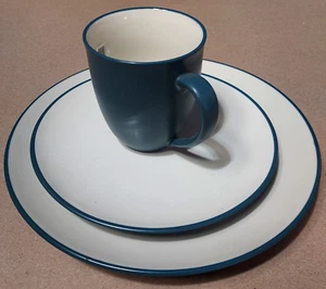 Noritake Blue Colorwave #8484 Dinner Plate, Salad Plate, & Cup NEW 3 Pieces - Picture 1 of 3