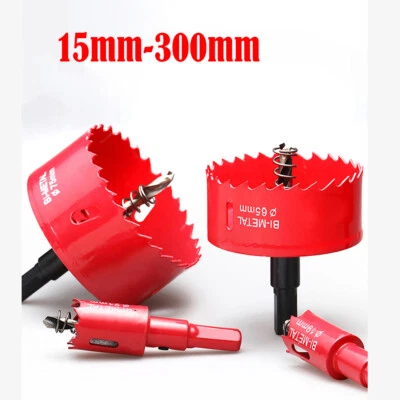 15mm-300mm Rot Lochsäge Bohrkrone M42 HSS Bi-Metall Bohrer Aluminium Eisen Holz - Bild 1 von 4