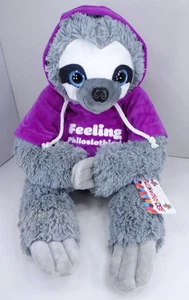 Toy Factory 22" Sloth Plush Purple Hoodie NWT - Picture 1 of 6