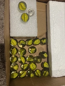 "Lote de tiradores vintage de canicas ojo de gato Marble King 24 canicas amarillas transparentes 1""" - Imagen 1 de 11