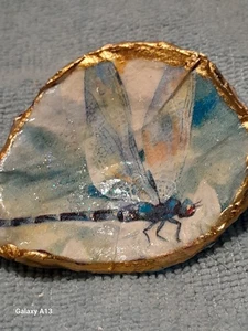 Decoupaged Austernmuscheln, Austernmuschelkunst, Küstendekor, Maritime Kunst, Schmuckstück - Bild 1 von 10