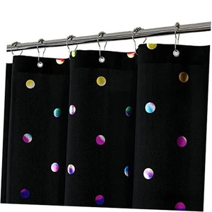 Black Shower Curtain for Bathroom Metallic Polka Dots Shower Curtains for Kids - Picture 1 of 7