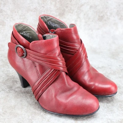 Born W51250 Botines Tacones Cuero Rojo Cremallera Mujer Talla 6.5 Foto 1 de 4